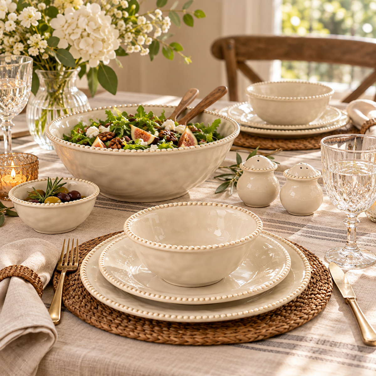 PEARL Geschirrset Beige – 27-teilig für 6 Personen