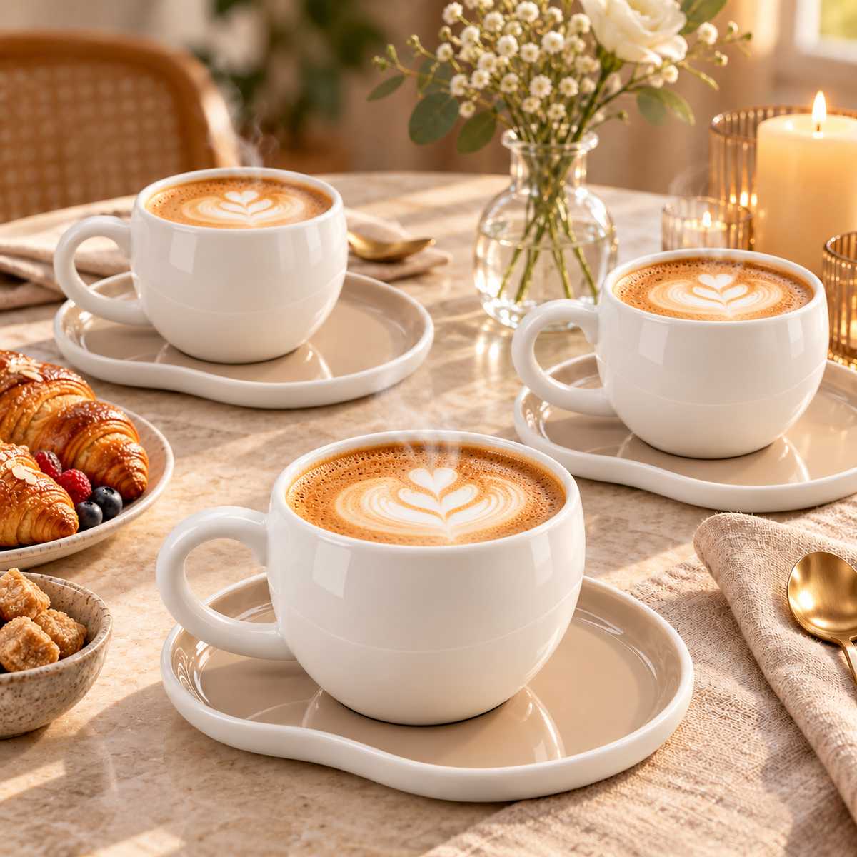 MULEX AURA Kaffeetassen-Set Beige – 12-teilig für 6 Personen