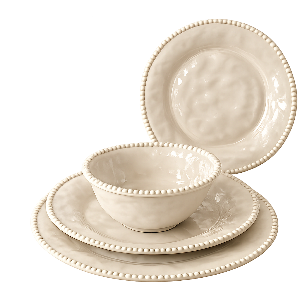 PEARL Geschirrset Beige – 27-teilig für 6 Personen