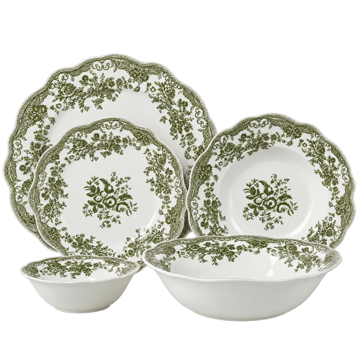 VINTAGE Geschirrset Grün – 25-teilig für 6 Personen