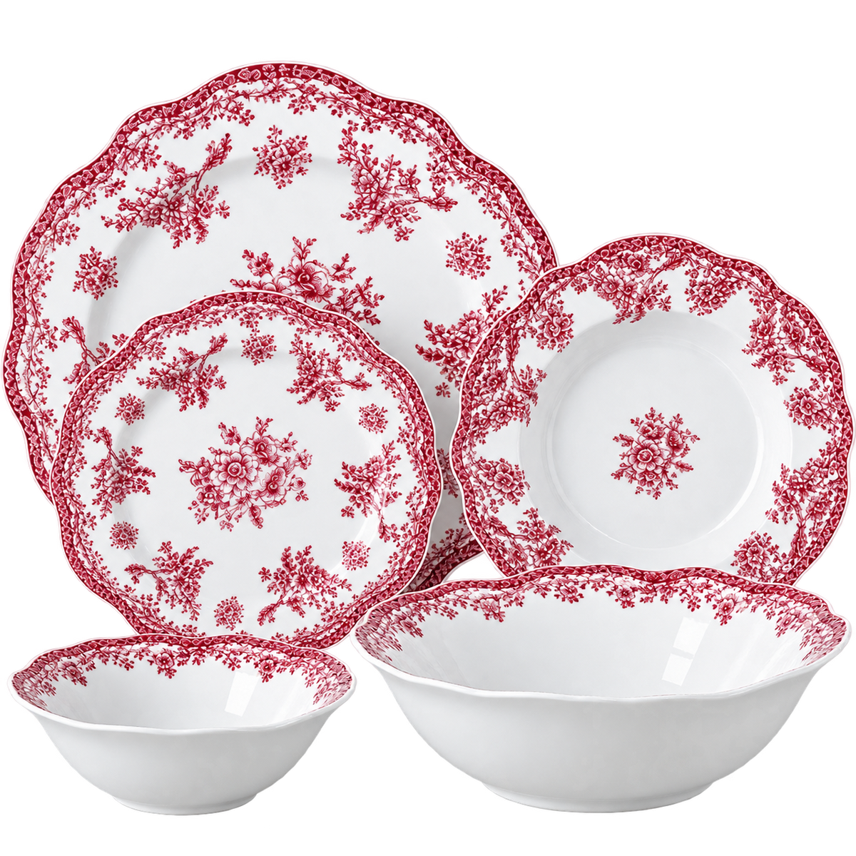 VINTAGE Geschirrset Rot – 25-teilig für 6 Personen