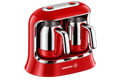 Korkmaz Kahvekolik Twin Türkische Kaffeemaschine A861 – Rot/Chrom, 4+4 Tassen