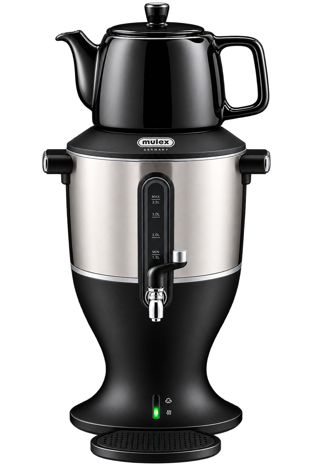 MULEX Samowar 4 Liter – Schwarz mit Porzellankanne