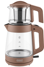 MULEX Tee-Express 2-in-1 Teekocher aus Glas 2,0 L – Kupfer-Beige