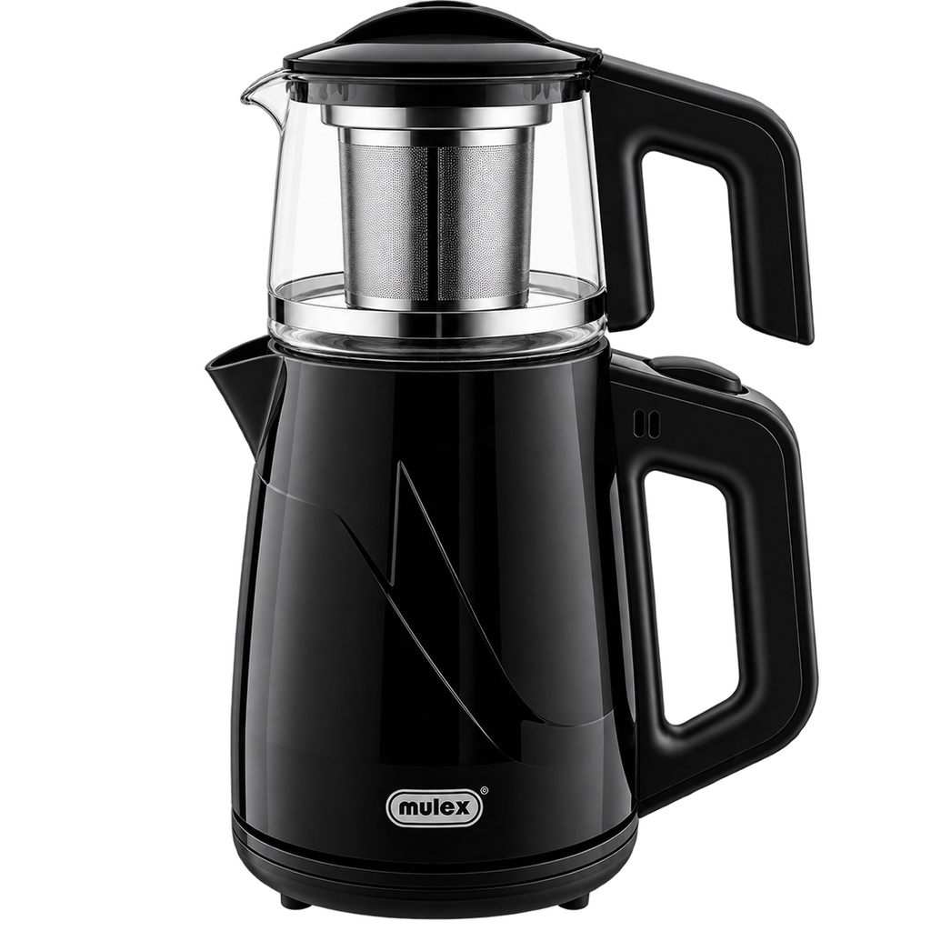 MULEX Tee-Express 2-in-1 Teekocher 2,0 L – Schwarz mit Glaskanne