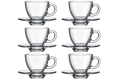 Paşabahçe AQUA Tee- & Kaffeegläser mit Untertassen 6er-Set