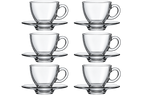 Paşabahçe AQUA Tee- & Kaffeegläser mit Untertassen 6er-Set