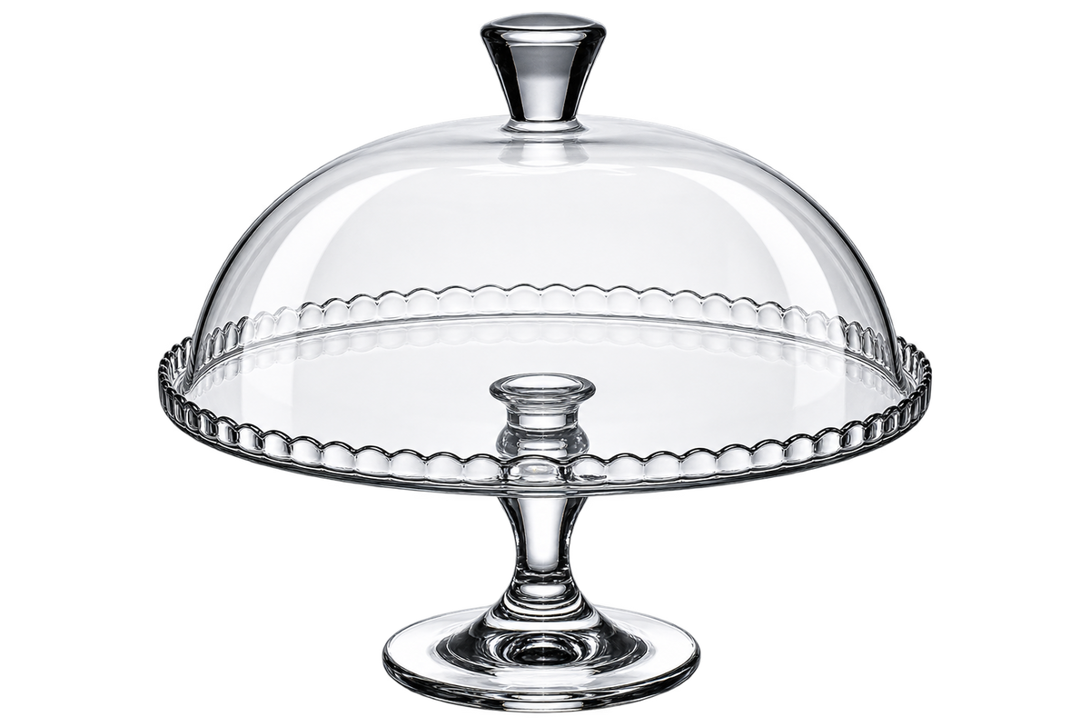 Paşabahçe PATISSERIE Tortenplatte auf Fuß mit Glasdeckel