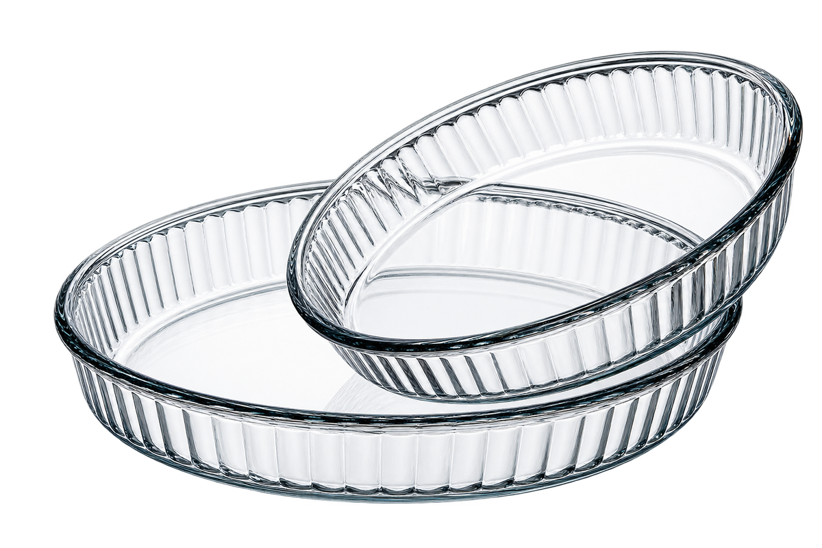 BORCAM Runde Auflaufformen & Backformen aus Glas 2er-Set