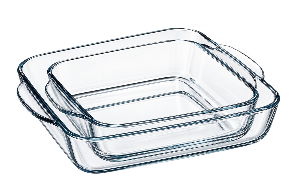BORCAM Quadratische Auflaufformen & Backformen aus Glas 2er-Set