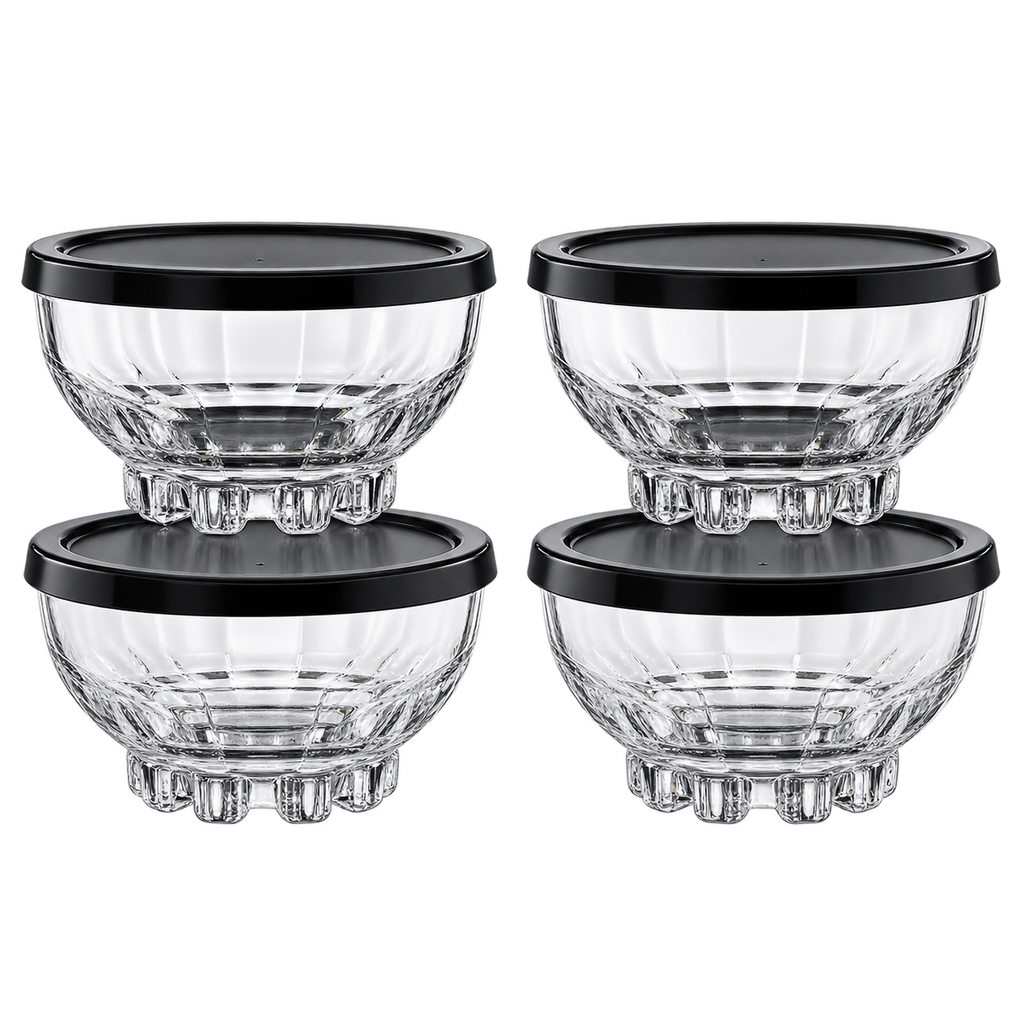 Paşabahçe MOUSSE Glasschalen mit Deckel 4er-Set