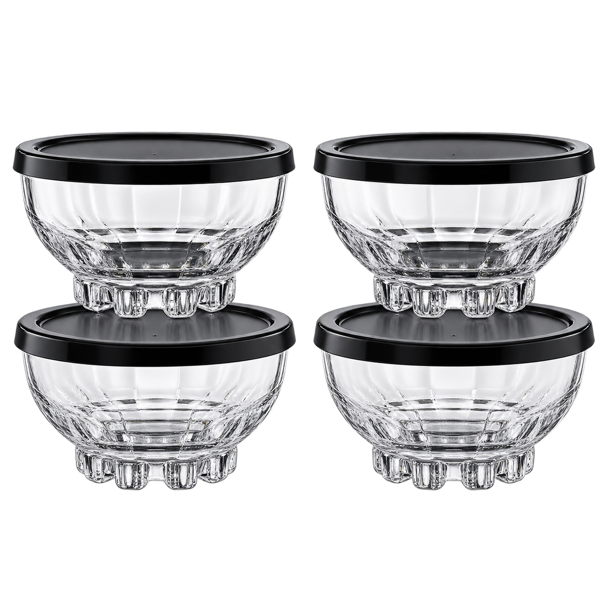 Paşabahçe MOUSSE Glasschalen mit Deckel 4er-Set