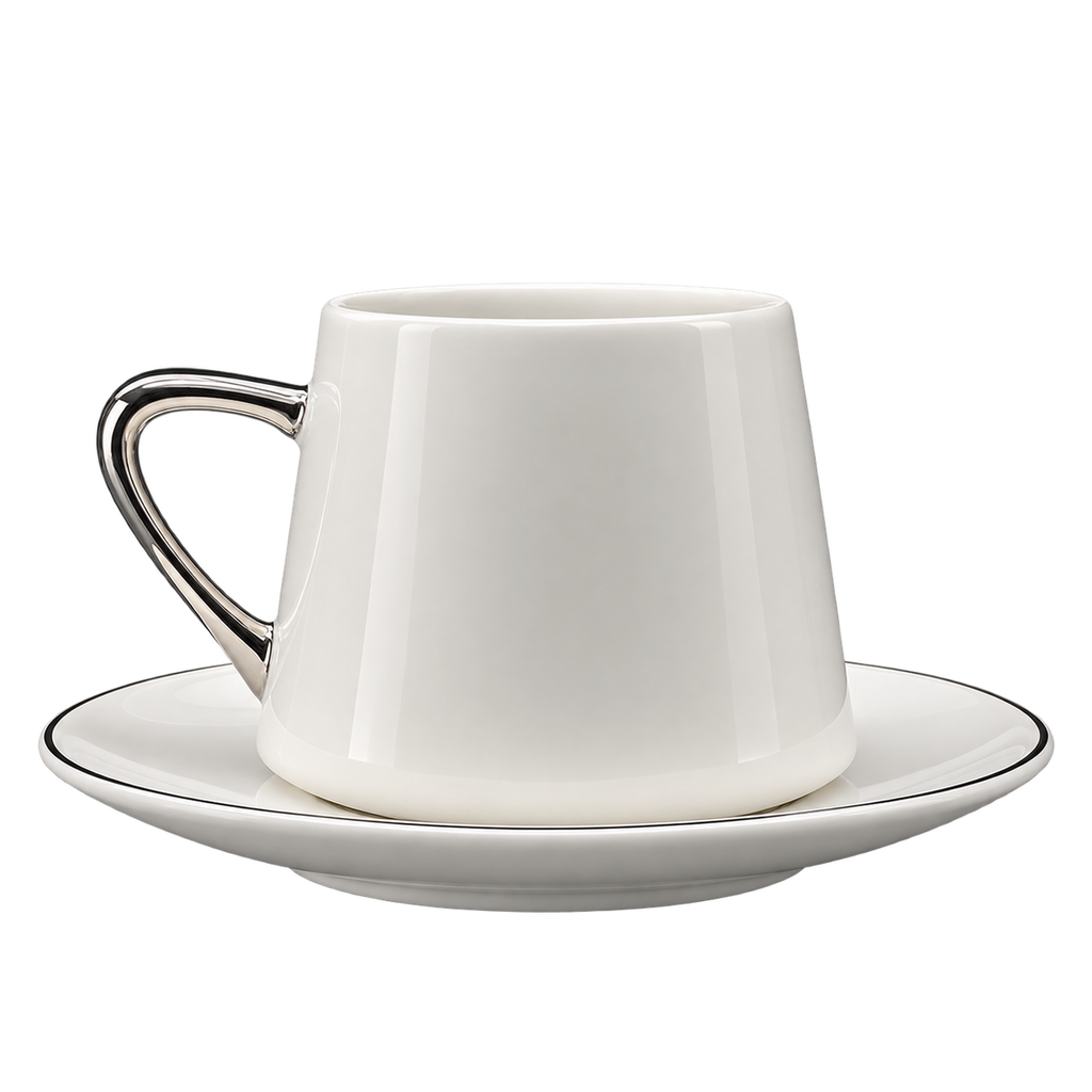 MULEX MX101S Mokkatassen-Set Weiß/Silber 12-teilig – 6 Personen