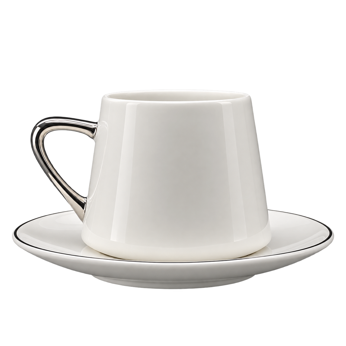 MULEX MX101S Mokkatassen-Set Weiß/Silber 12-teilig – 6 Personen