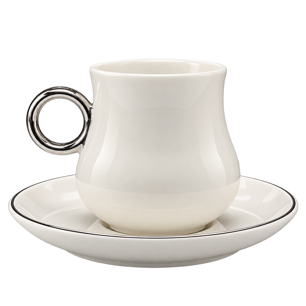 MULEX MX102S Mokkatassen-Set Weiß/Silber 12-teilig – 6 Personen