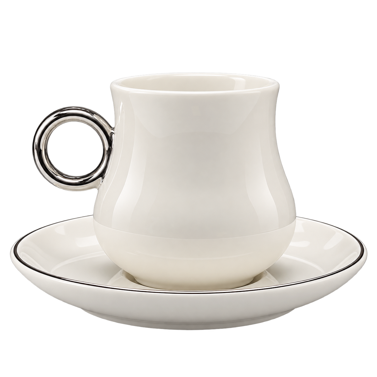 MULEX MX102S Mokkatassen-Set Weiß/Silber 12-teilig – 6 Personen