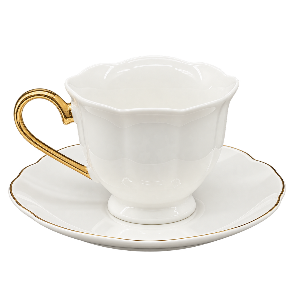 MULEX MX501G Mokkatassen-Set Weiß/Gold 12-teilig – 6 Personen