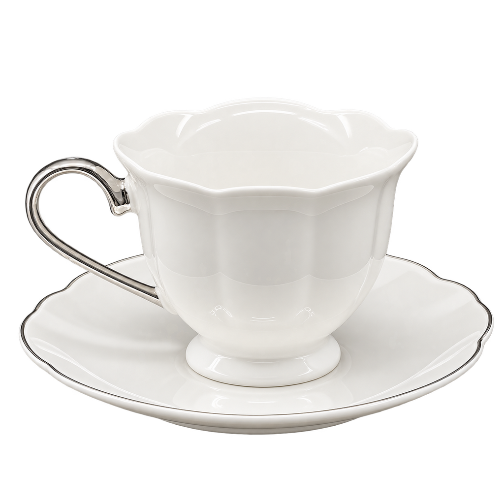 MULEX MX501S Mokkatassen-Set Weiß/Silber 12-teilig – 6 Personen
