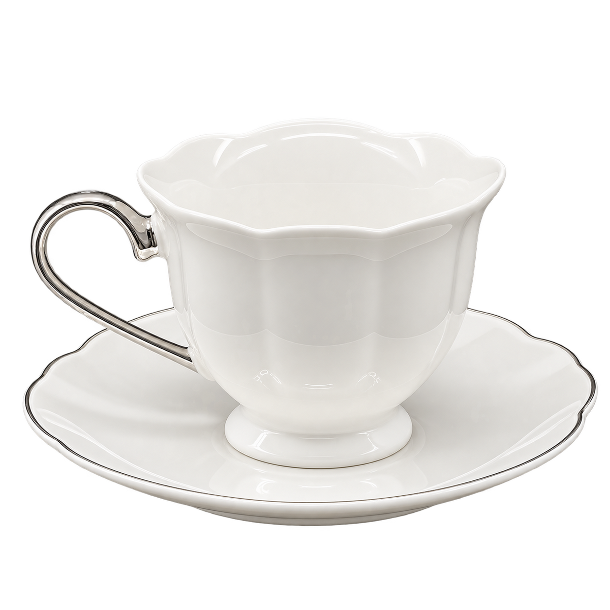 MULEX MX501S Mokkatassen-Set Weiß/Silber 12-teilig – 6 Personen