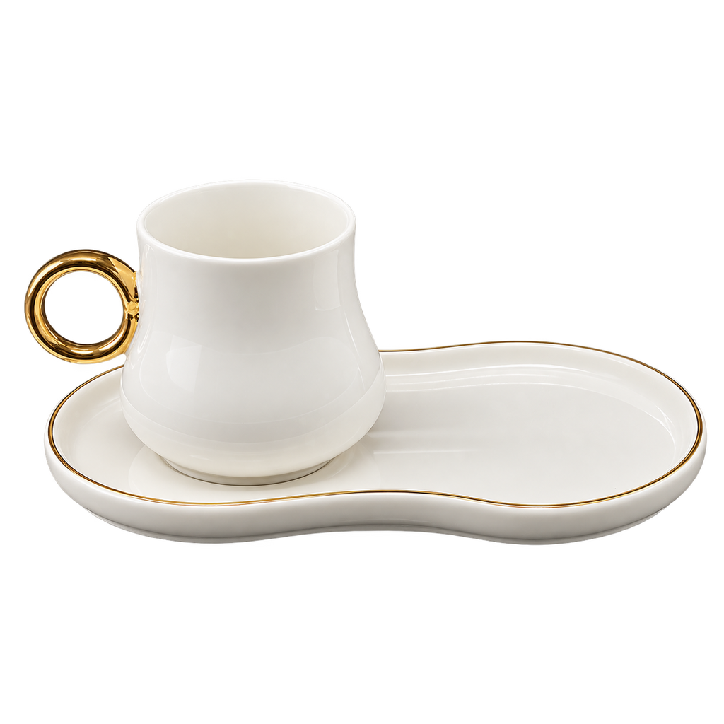 MULEX MX503G Mokkatassen-Set Weiß/Gold 12-teilig – 6 Personen