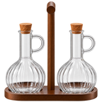 MULEX Öl- & Essigspender 2er-Set mit Holzständer – 320 ml
