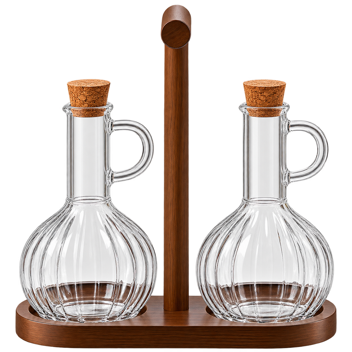 MULEX Öl- & Essigspender 2er-Set mit Holzständer – 320 ml