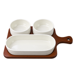 SORA Servierschalen mit Akazienholz-Servierbrett – 4-teilig
