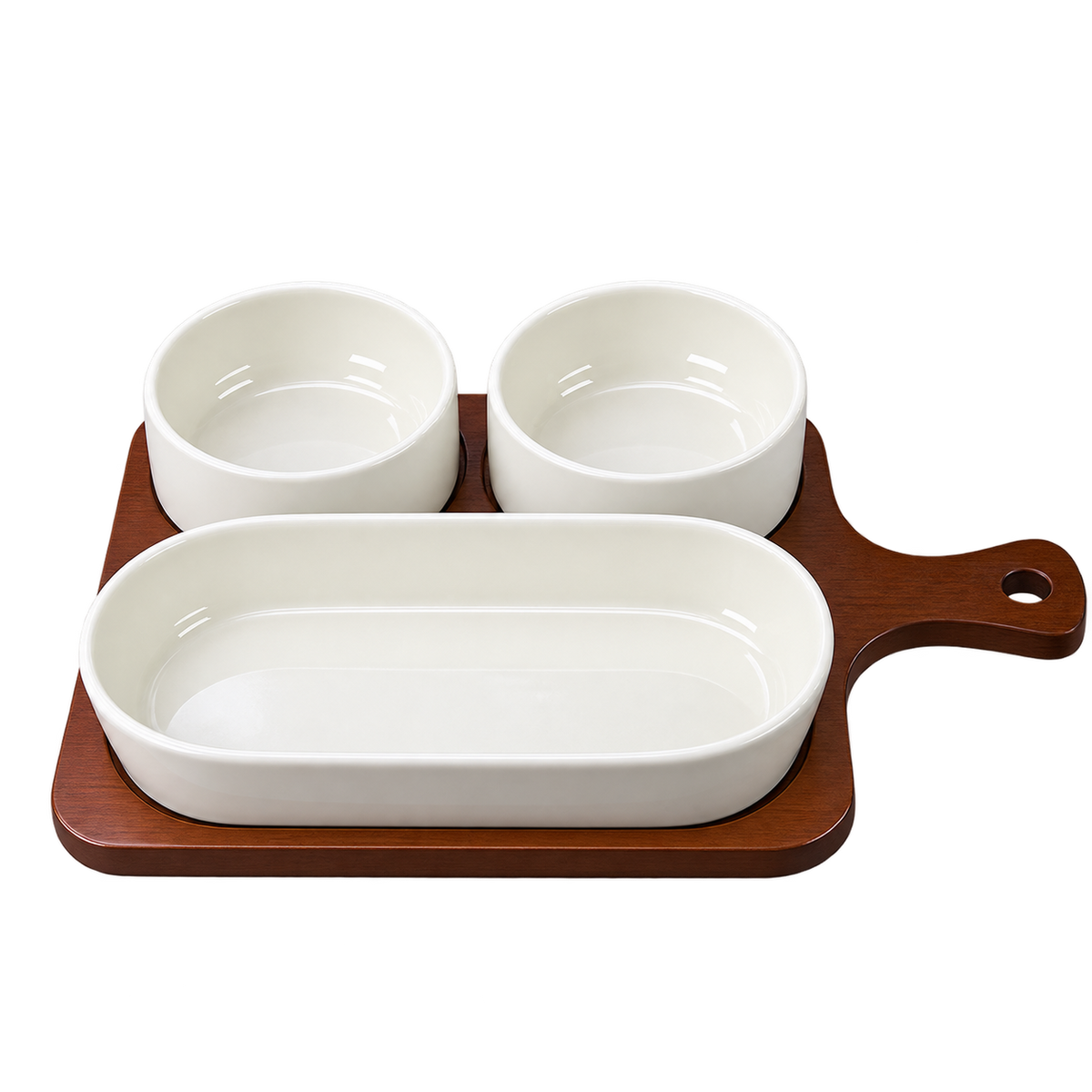 SORA Servierschalen mit Akazienholz-Servierbrett – 4-teilig