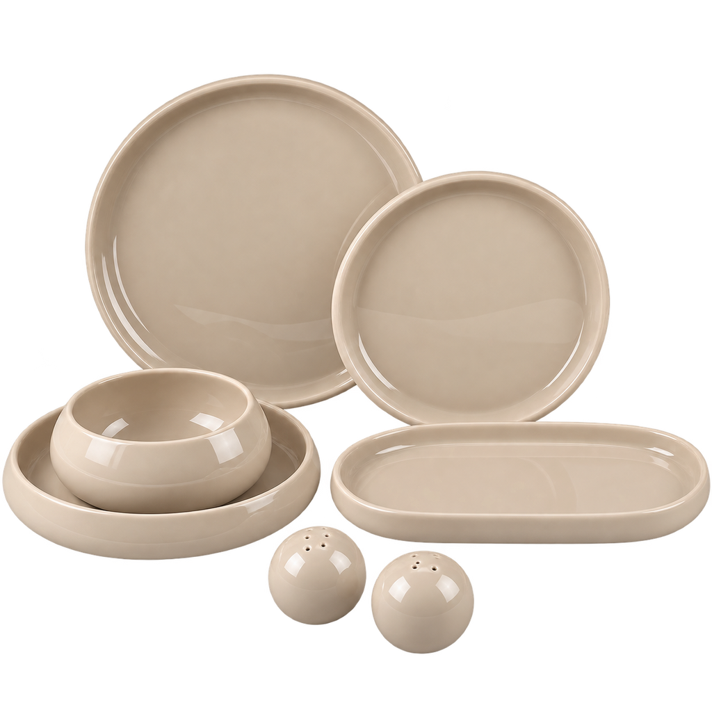 MULEX MOON Geschirrset Cream – 27-teilig für 6 Personen