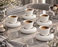CLOUD Kaffeetassen-Set Weiß/Silber – 12-teilig