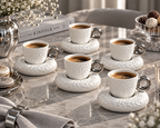 CLOUD Kaffeetassen-Set Weiß/Silber – 12-teilig