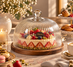 Akazie RIFFLE Patisserie mit Glasdeckel – Klein