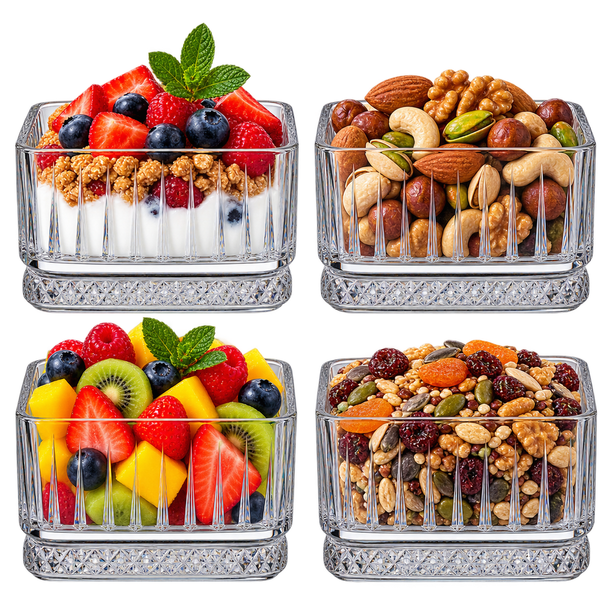 Paşabahçe ELYSIA Eckige Schalen 4er-Set – 235 ml