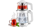 MULEX Tee-Express 2-in-1 Teekocher aus Glas 2,0 L – Weiß