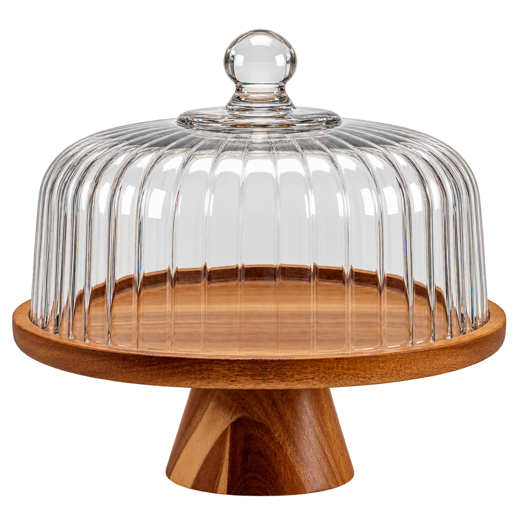 Akazienholz Patisserie mit Glasdeckel – Klein