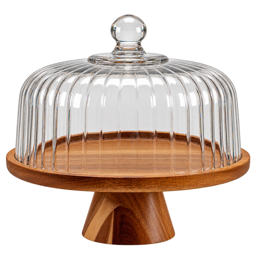 Akazienholz Patisserie mit Glasdeckel – Klein
