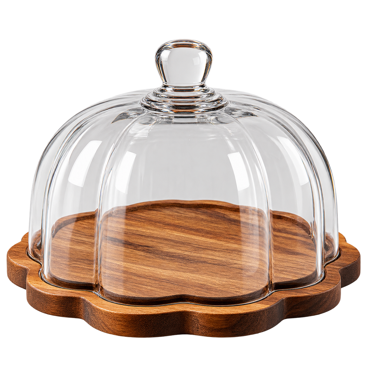 Akazienholz LOTUS Patisserie mit Glasdeckel – Klein