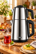 MULEX Tee-Express Türkischer Teekocher 2,0 L – Edelstahl Mattiert
