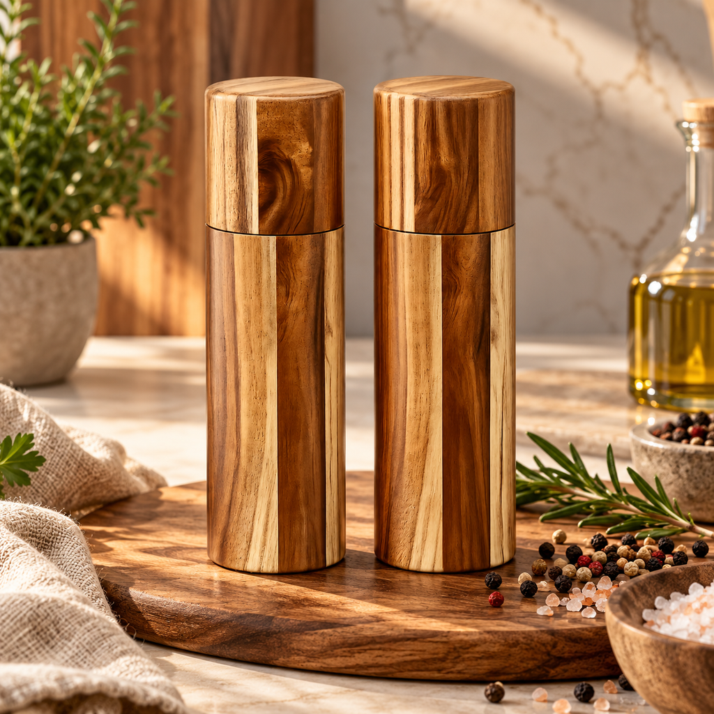 Akazienholz Salz- & Pfeffermühlen Set – 20 cm (2er Set)