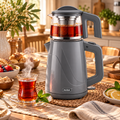MULEX Tee-Express 2-in-1 Teekocher 2,0 L – Grau mit Glaskanne