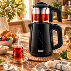 MULEX Tee-Express 2-in-1 Teekocher 2,0 L – Schwarz mit Glaskanne