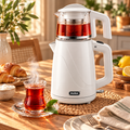 MULEX Tee-Express 2-in-1 Teekocher 2,0 L – Weiß mit Glaskanne