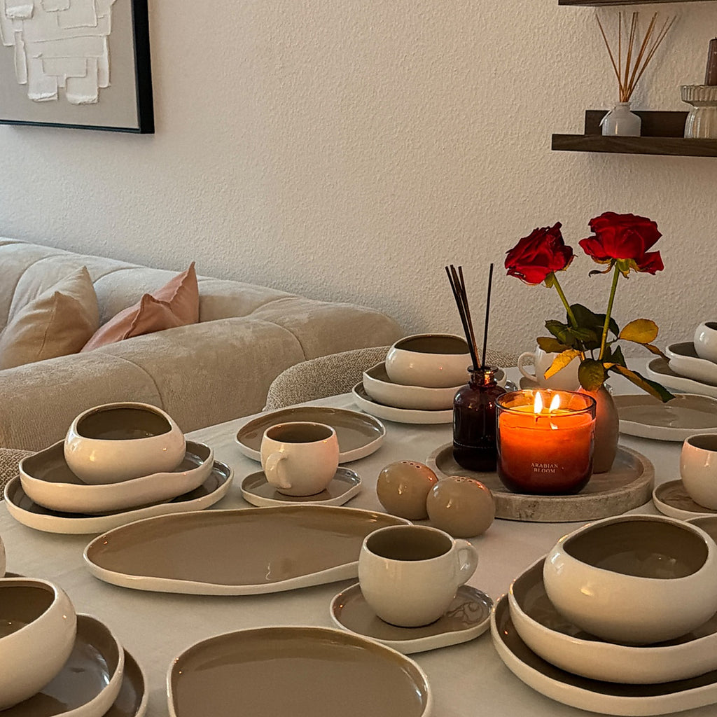 MULEX LIVA Geschirrset Beige/Weiß 27-teilig – für 6 Personen